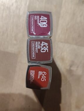Maybelline Lipstick Trio — Berry Go, Plum Perfect, Red Revival